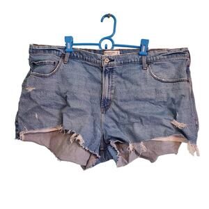 Abercrombie & Fitch Distressed Medium Wash Denim Blue Jean Shorts Size 22